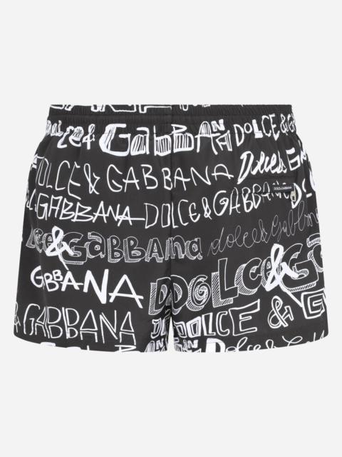 Dolce & Gabbana Short swim trunks with all-over Dolce&Gabbana print