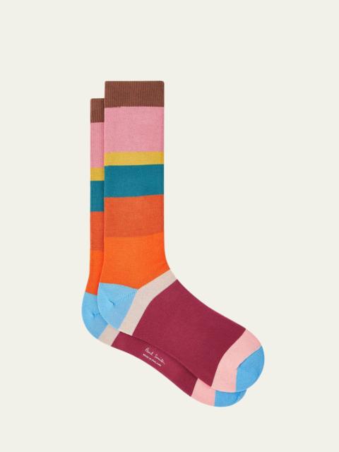 Paul Smith Men's Color-Block Stripe Crew Socks