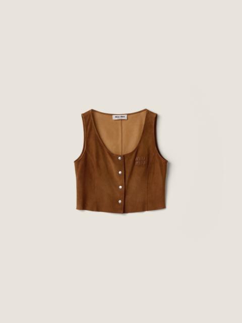 Miu Miu Waxed suede top