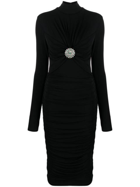 Roberto Cavalli appliqué-detail ruched midi dress