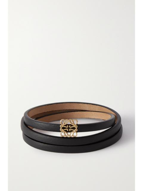 Loewe + Paula's Ibiza Leather And Gold-tone Wrap Bracelet