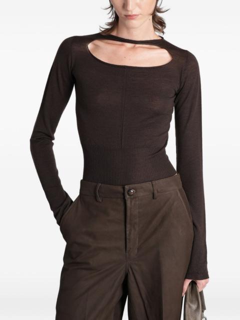 Rick Owens cut-out long-sleeve top