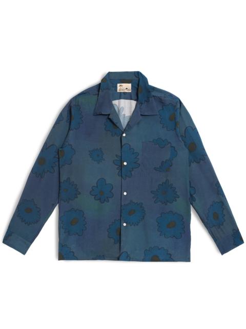 Bather Sapphire Bloomscape LS Camp Shirt