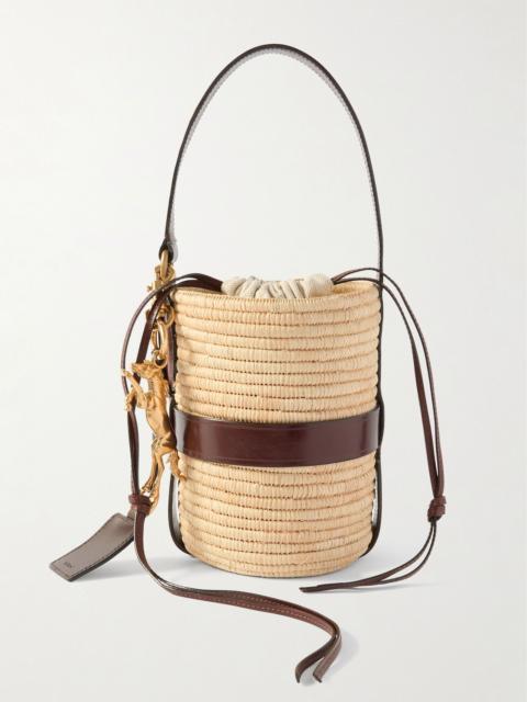 Chloé Kerala 25 embellished leather-trimmed faux raffia tote Neutral