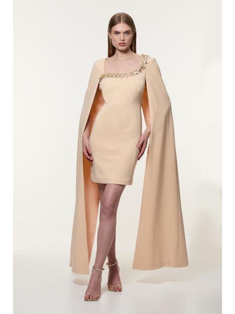 KAREN MILLEN Crystal Embellished Viscose Crepe Woven Mini Dress