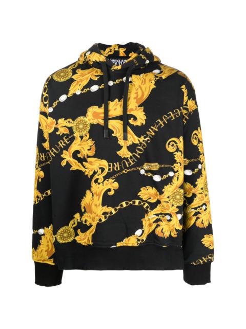 baroque-print cotton hoodie