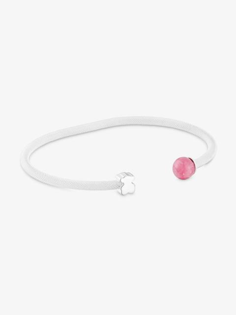 TOUS Silver Bangle with rhodonite Icon Mesh