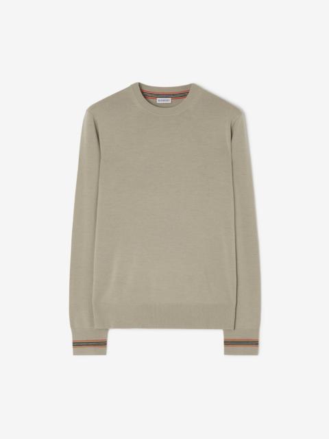 Burberry Icon Stripe Trim Wool Sweater