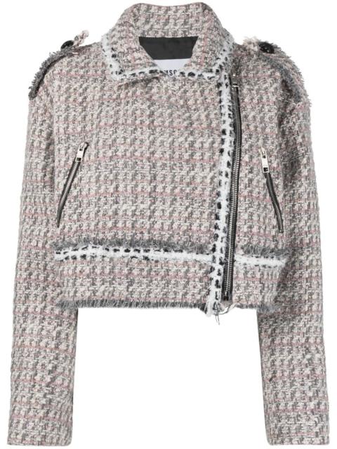 cropped tweed biker jacket