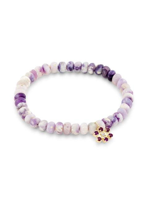 SYDNEY EVAN Marquise Eye 14K Yellow Gold, 0.05 TCW Diamond, Amethyst & Purple Opal Bracelet