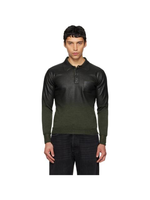 Maison Margiela Green Foil Print Wool Polo