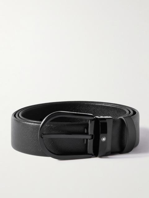 Montblanc 3.5cm Cross-Grain Leather Belt