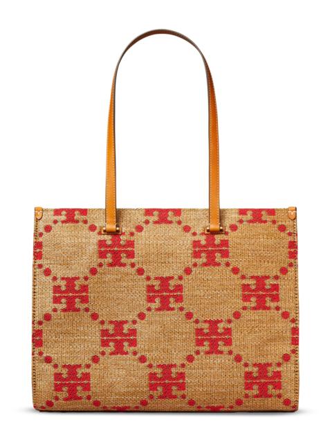 TORY BURCH Women's T Monogram Straw Tote Bag - Natural
