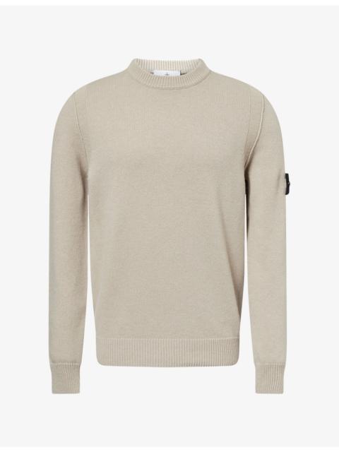 Stone Island Compass-Badge Crew-Neck Wool-Blend Knit Jumper