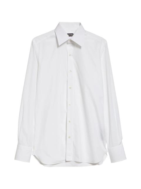 Slim Fit Solid Cotton Poplin Button-Up Shirt