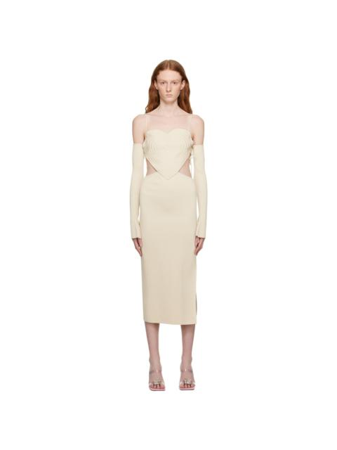 MACH & MACH Beige Heart Midi Dress