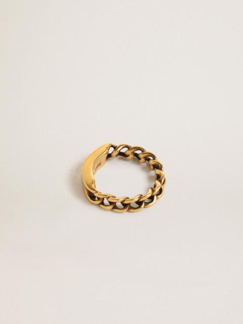 Golden Goose Ring in old gold color with regular links