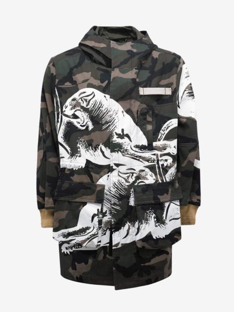 Valentino Valentino Green Camo & Panther Print Parka