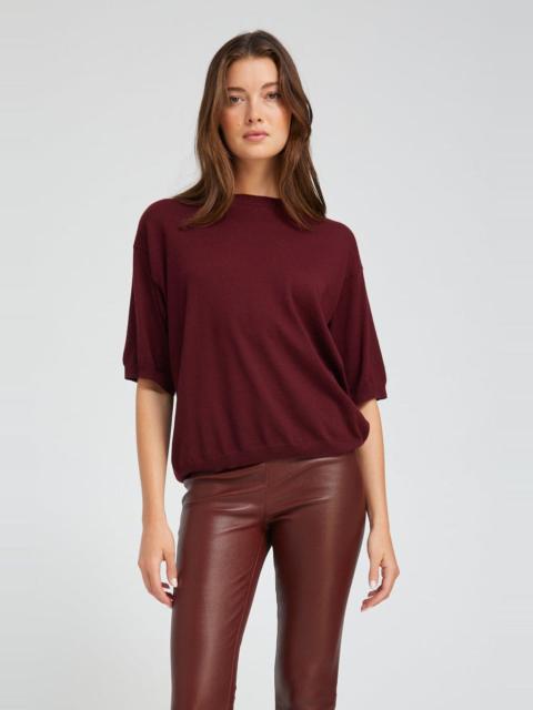 WINE CASHMERE BOXY TEE