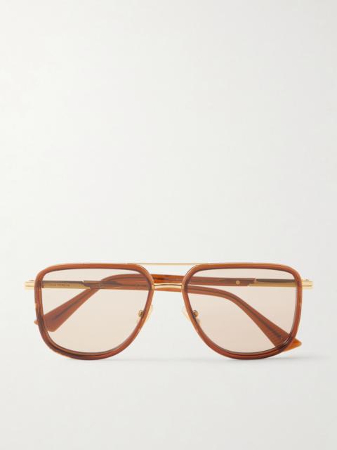 Bottega Veneta Aviator-style acetate sunglasses Brown