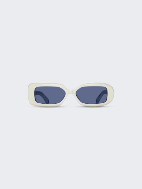 LINDA FARROW X Jacquemus Rond Rectangular Sunglasses White And Blue