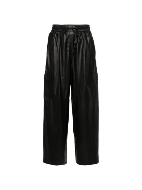 wide-leg leather cargo trousers