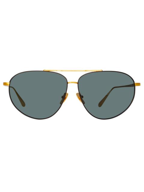 LINDA FARROW GABRIEL OVERSIZED SUNGLASSES IN YELLOW GOLD