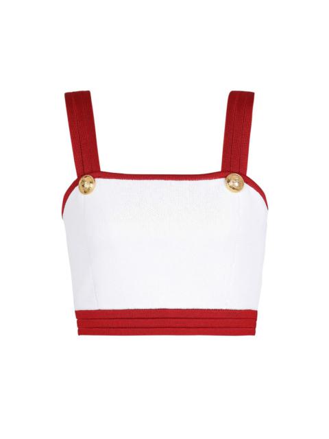 Balmain Knit crop top with gold-tone buttons