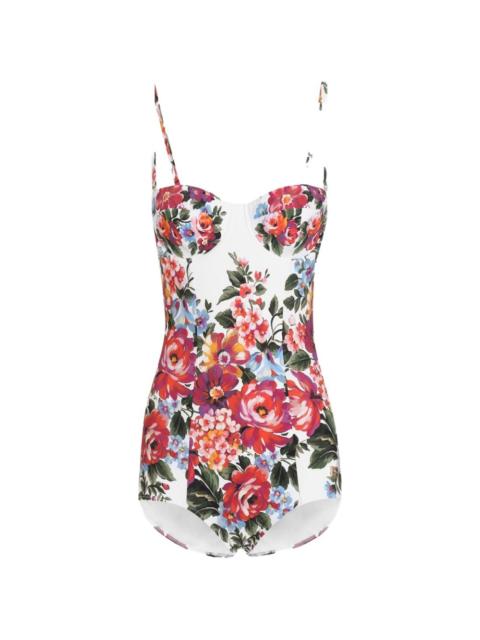 Dolce & Gabbana flower bouquet-print balconette one-piece swimsuit