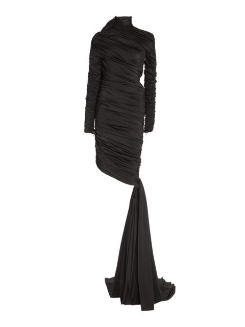 BALENCIAGA Knotted and Ruched Jersey Midi Dress black