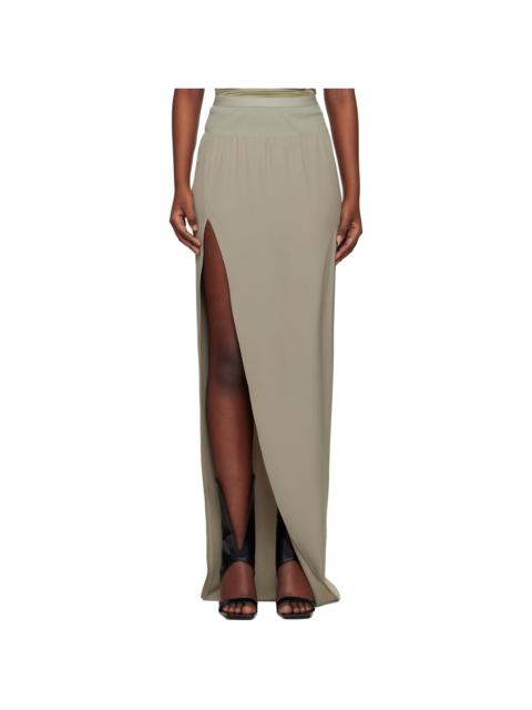 Rick Owens Green Hollywood Cocoon Crepe Slit Maxi Skirt