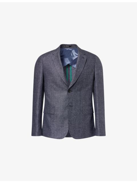 Paul Smith Blue Sharkskin Buggy-Lined Linen-Wool Blazer