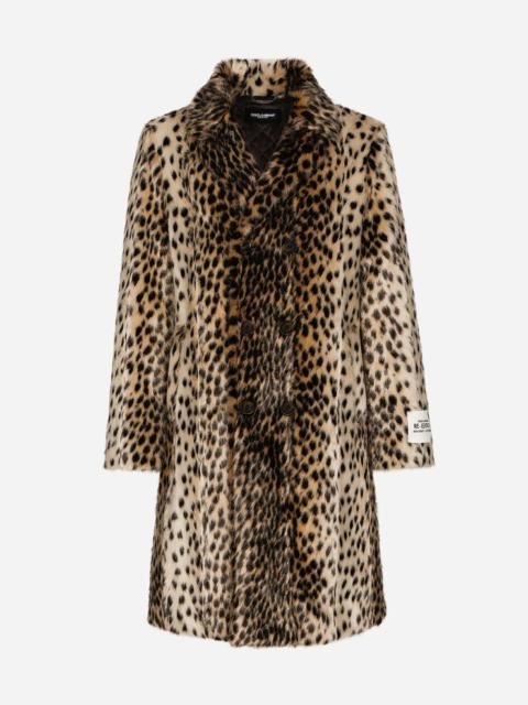 Dolce & Gabbana Lynx-effect jacquard faux fur coat