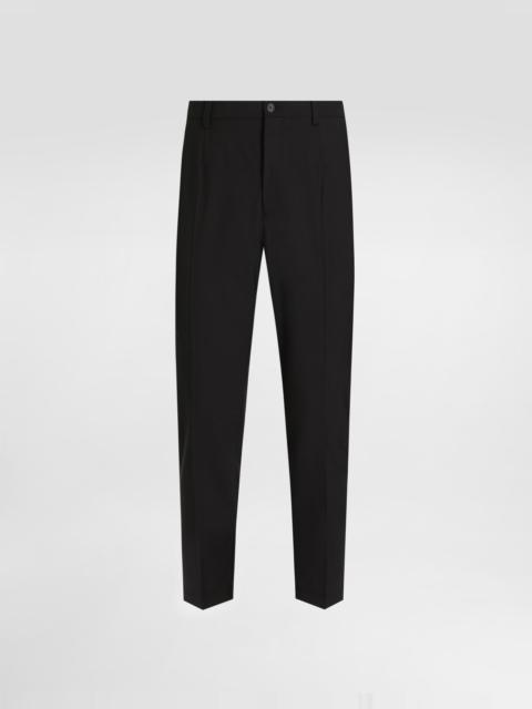 Dolce & Gabbana Stretch cotton pants with DG embroidery