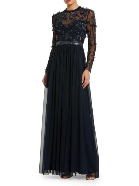 MAC DUGGAL Women's Petite Floral-Embroidered One-Shoulder Gown - Midnight Multi