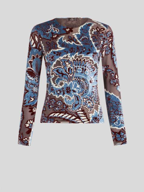 Etro TULLE AND JACQUARD VELVET TOP