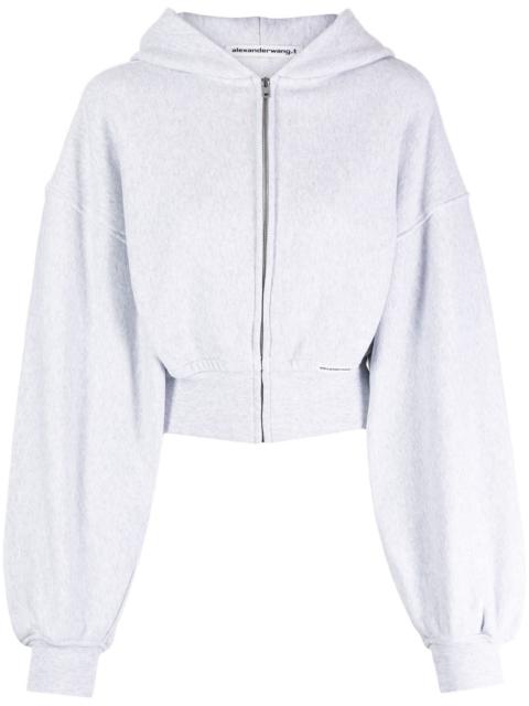 Cropped Zip Up Hoodie In Classic Terry