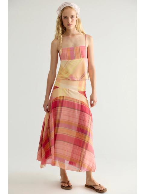 FREE PEOPLE Breezy Plaid Midi Skirt Set