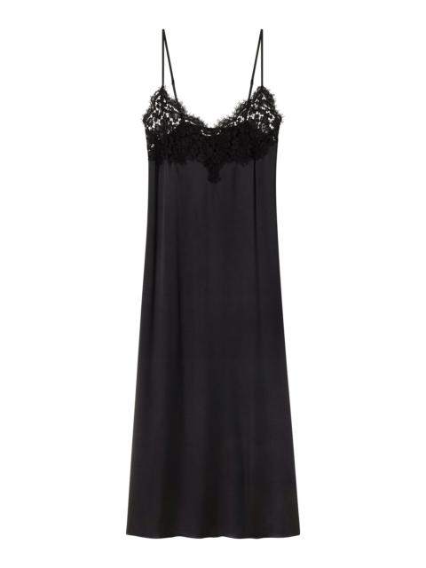 CO Lace Silk Satin Slip Dress black