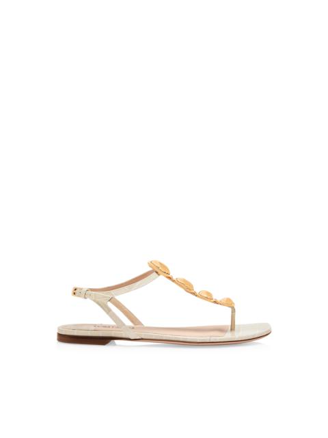 TOM FORD STAMPED CROC LEATHER TITAN T STRAP THONG SANDAL
