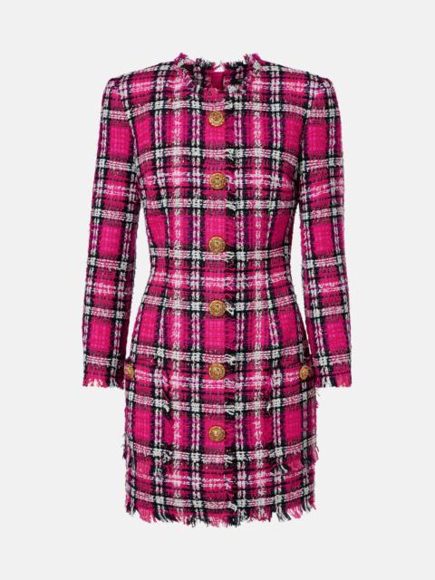 Balmain Plaid cotton and wool-blend minidress