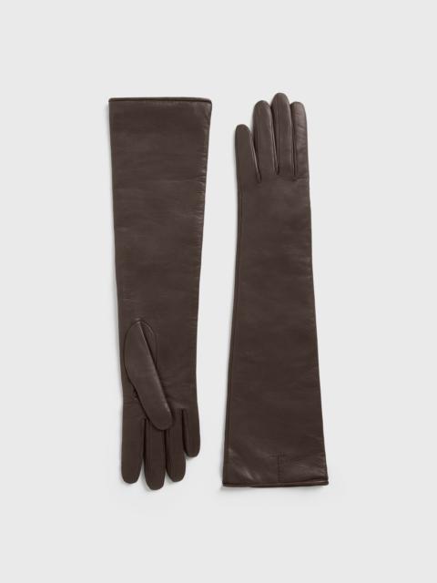 Totême Long leather gloves brown
