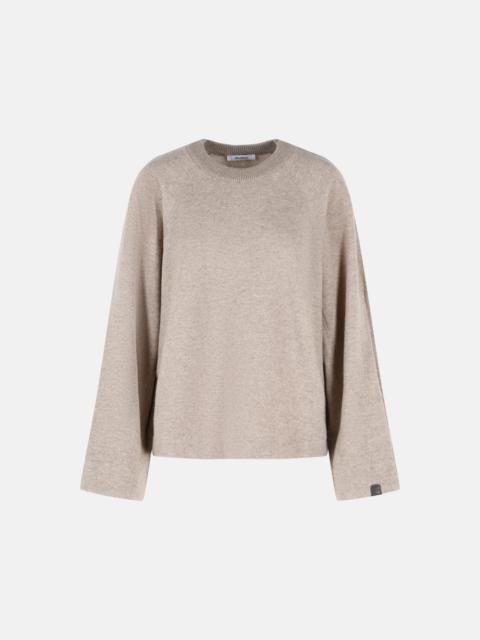 Max Mara 'AERE' SWEATSHIRT IN CASHMERE AND BEIGE VIRGIN WOOL