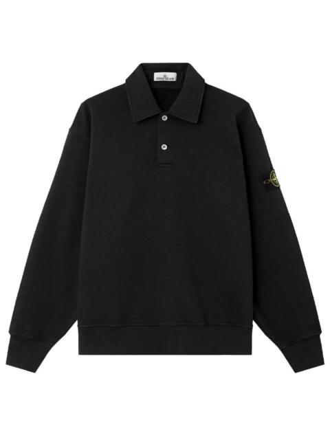 Stone Island Crewneck Sweatshirt with Polo Collar and Oversized Fit