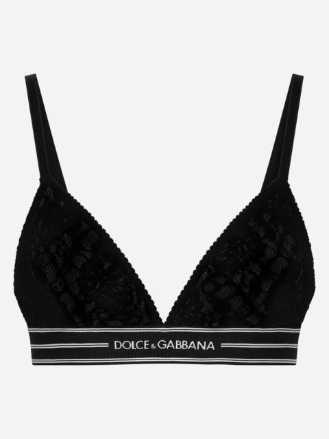 Dolce & Gabbana Non-underwired lace bra with branded elastic