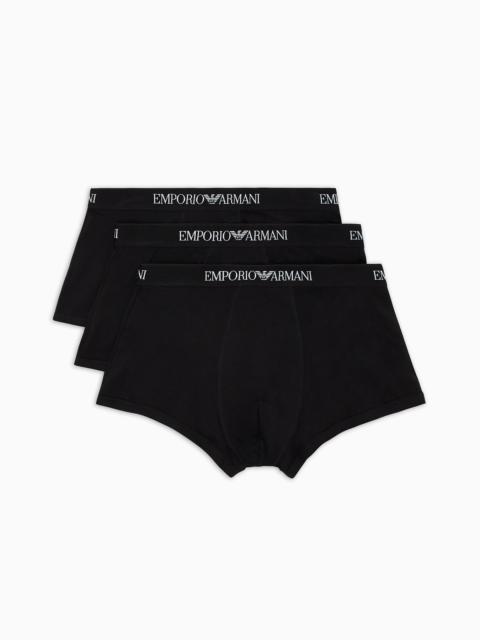 EMPORIO ARMANI Three-pack of pure cotton basic boxer briefs