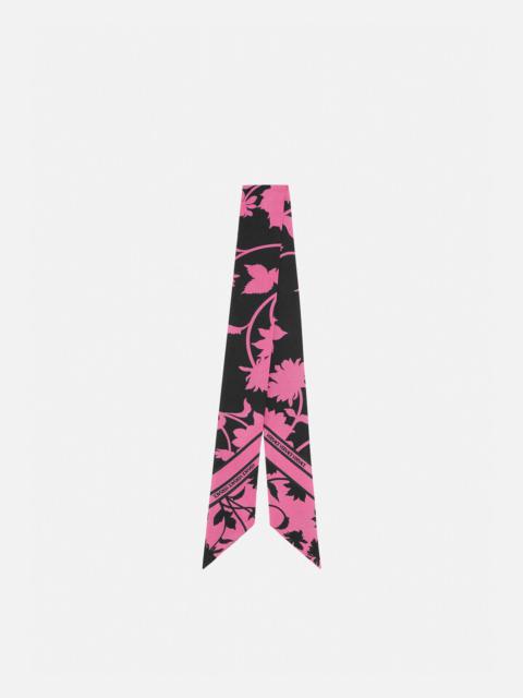 VERSACE Floral Silhouette Silk Scarf Tie