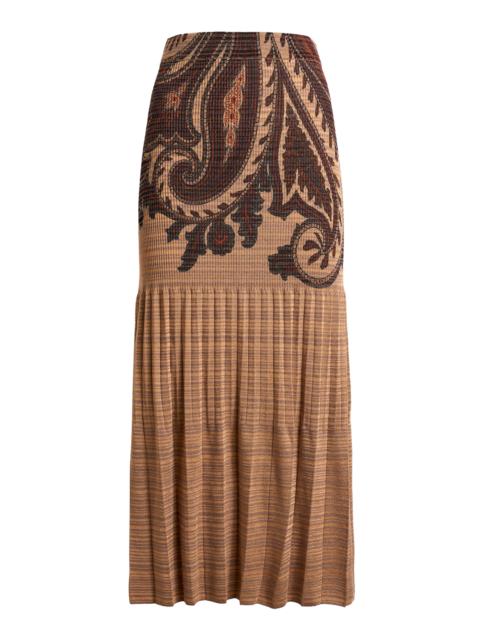 Etro Patterned Knit Wool-Blend Midi Skirt neutral