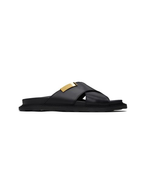 Moschino Black Leather Sandals