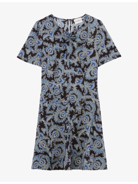 Claudie Pierlot Paisley Short-Sleeved Woven Mini Dress